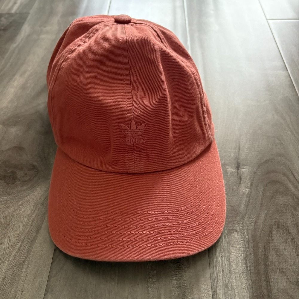 Adidas Cap Hat Hook & Loop Closure Burned Orange Red Embroidered Logo
